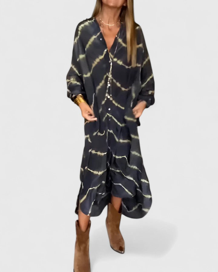 Amelie™ | Elegant Boho Striped Maxi Dress